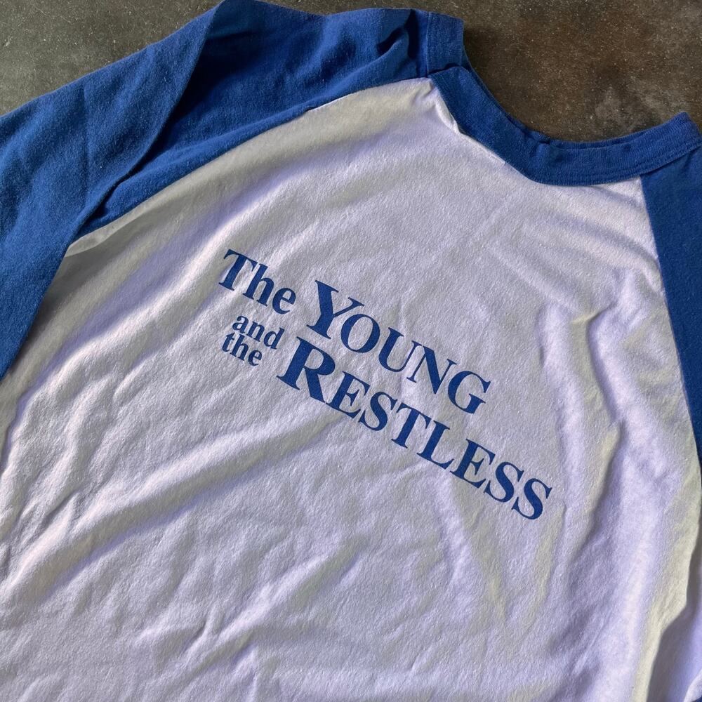 Vintage 1988 soap stars tots for toys blue/white half sleeve shirt minor stains